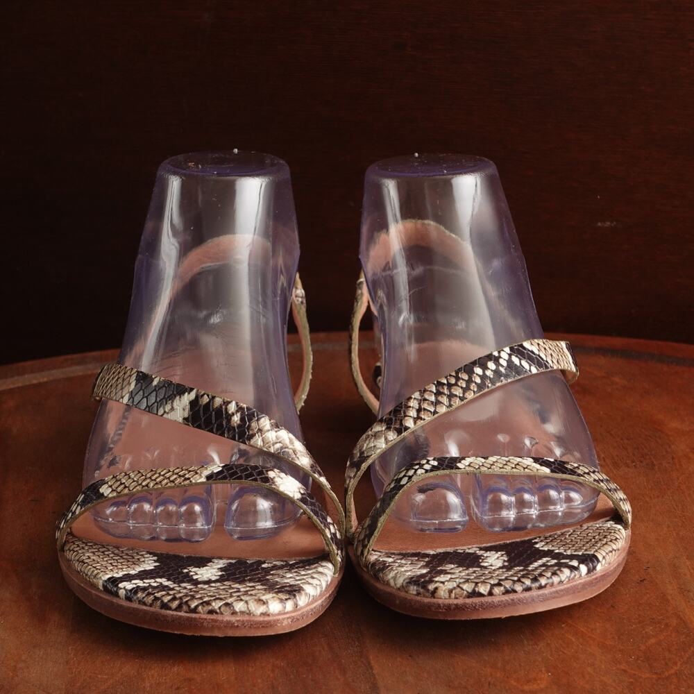 Madewell Snake Print Leather Sandals in Beige Black - Picture 3 of 14